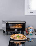 Front view of the Effeoven N3 500 °C with biscotto by Effeuno with a just cooked authentic Italian Pizza - La Pizza Hub