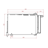 Technical lateral elevation drawing of the Effeuno P134HA 509°C electric pizza oven with high chamber showing external dimensions and control panel layout - La Pizza Hub