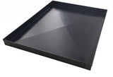 Blue Iron pan with reinforced X on the bottom seen on an angle 60X40X3 with flared edge