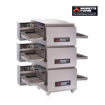3 commercial conveyor ovens stacked featuring the Moretti Forni  logo - La Pizza Hub