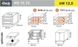 Diagram describing the placement of pizze in the iDeck double deck electric pizza oven - La Pizza Hub