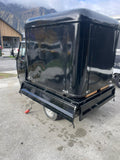 closed Piaggio Ape cargo box exterior black - La Pizza Hub