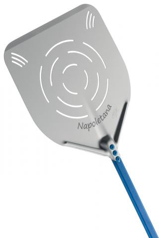 Neapolitan Style pizza peel. The concentric holes on the peel are functional to the movements that the Neapolitan pizzaiolo does on the peel GI METAL AN-37RF - La Pizza Hub