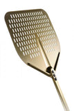 GOLD LINE Best Professional Perforated Pizza Peel 36x36 cm with G.H.A. Golden Hard Anodising that Achieves Extremely Low Friction Coefficient by GI METAL AV-37RF - La Pizza Hub